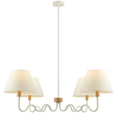Modway Sunlit Squiggle 4-arm Pendant Light In Walnut Black In Natural,white