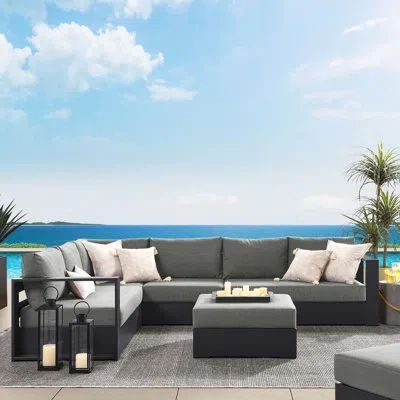 Modway Tahoe 57.5" Wide Outdoor U-shaped Patio Sectional With Cushions In Charcoal