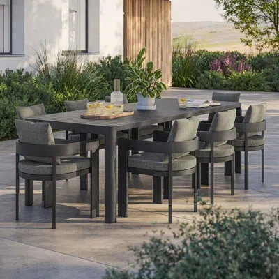 Modway Tahoe 9-piece Outdoor Patio Aluminum Dining Set With Extendable Table In Black