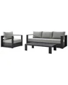 Modway Tahoe Outdoor Patio 3-piece Set In Gray