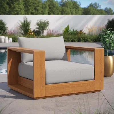 Modway Tahoe Outdoor Patio Acacia Wood Chair In Natural Light Gray