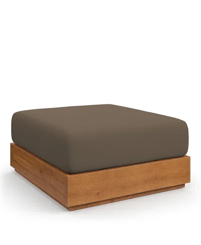 Modway Tahoe Outdoor Patio Acacia Wood Ottoman In Brown