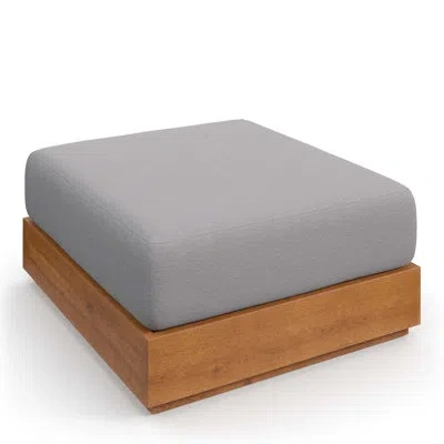 Modway Tahoe Outdoor Patio Acacia Wood Ottoman In Natural Light Gray