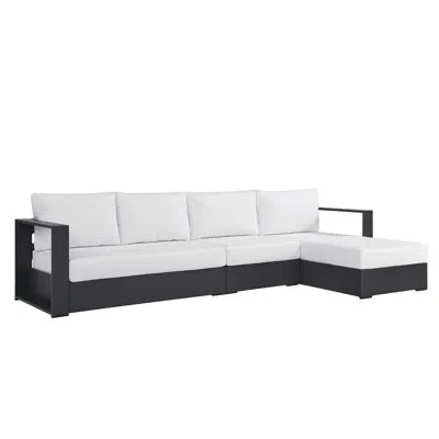 Modway Tahoe Outdoor Patio Powder-coated Aluminum 3-piece Left-facing Chaise Sectional Sofa Set In White