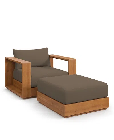 Modway Tahoe Outdoor Patio Powder-coated Aluminum Armchair, Set Of 2 In Brown