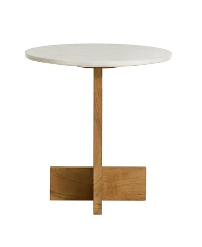 Modway Tarin Acacia Wood And Marble Side Table In Brown
