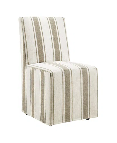 Modway Tessera Striped Slipcovered Dining Side Chair In Neutral