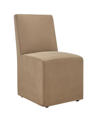 Modway Tessera Upholstered Linen-blend Slipcovered Dining Chair In Brown