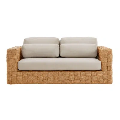 Modway Thames Outdoor Patio Wicker Outdoor Patio Rattan Loveseat In Natural Light Gray In Multi-colored