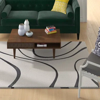 Modway Therese Abstract Swirl Area Rug In Swirl Navy,white