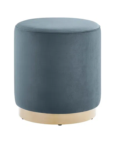 Modway Tilden 16 Round Performance Velvet Upholstered Ottoman In Blue