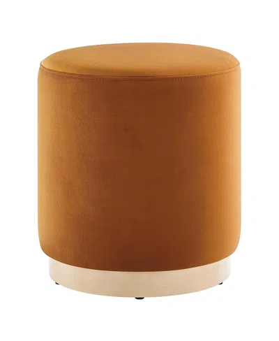 Modway Tilden 16 Round Performance Velvet Upholstered Ottoman In Brown