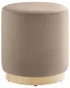 Modway Tilden 16 Round Performance Velvet Upholstered Ottoman In Brown