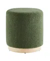 Modway Tilden 16 Round Sherpa Upholstered Ottoman In Green