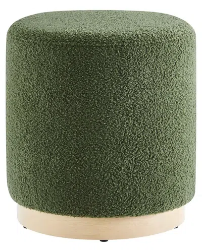 Modway Tilden 16 Round Sherpa Upholstered Ottoman In Green