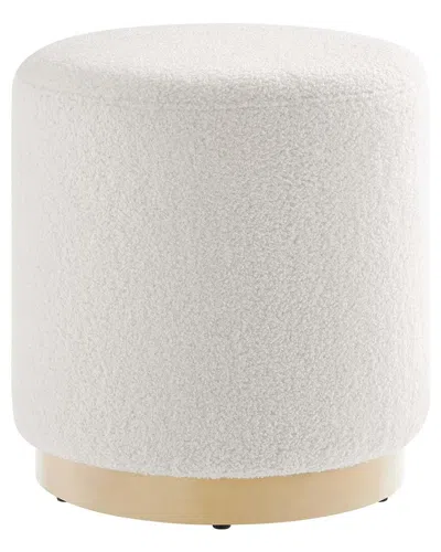 Modway Tilden 16 Round Sherpa Upholstered Ottoman In White