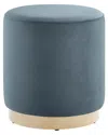 Modway Tilden 16in Round Performance Velvet Upholstered Ottoman In Blue