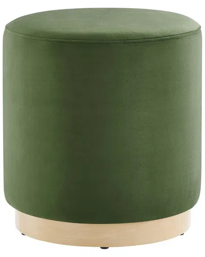 Modway Tilden 16in Round Performance Velvet Upholstered Ottoman In Green