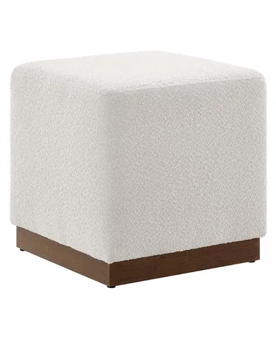 Modway Tilden 17" Square Boucle Upholstered Ottoman In White
