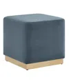 Modway Tilden 17" Square Performance Velvet Upholstered Ottoman In Blue