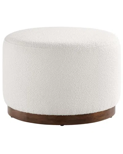 Modway Tilden Large 23 Round Boucle Upholstered Ottoman In White