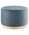Modway Tilden Large 23 Round Performance Velvet Upholstered Ottoman In Blue