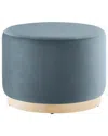Modway Tilden Large 23 Round Performance Velvet Upholstered Ottoman In Blue