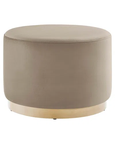 Modway Tilden Large 23 Round Performance Velvet Upholstered Ottoman In Brown