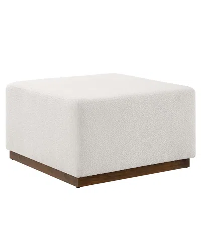 Modway Tilden Large 28" Square Boucle Upholstered Ottoman In White