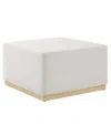 Modway Tilden Large 28 Square Performance Velvet Upholstered Ottoman In White