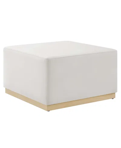 Modway Tilden Large 28 Square Performance Velvet Upholstered Ottoman In White