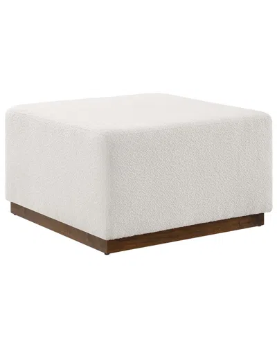 Modway Tilden Large 28in Square Boucle Upholstered Ottoman In White