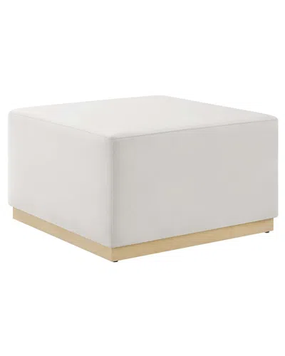 Modway Tilden Large 28in Square Performance Velvet Upholstered Ottoman In White