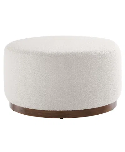 Modway Tilden Large 29 Round Boucle Upholstered Ottoman In White
