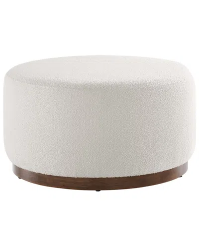 Modway Tilden Large 29 Round Boucle Upholstered Ottoman In White
