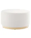 Modway Tilden Large 29 Round Performance Velvet Upholstered Ottoman In White