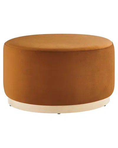 Modway Tilden Large 29 Round Performance Velvet Upholstered Ottoman In Red