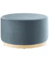 Modway Tilden Large 29 Round Performance Velvet Upholstered Ottoman In Blue