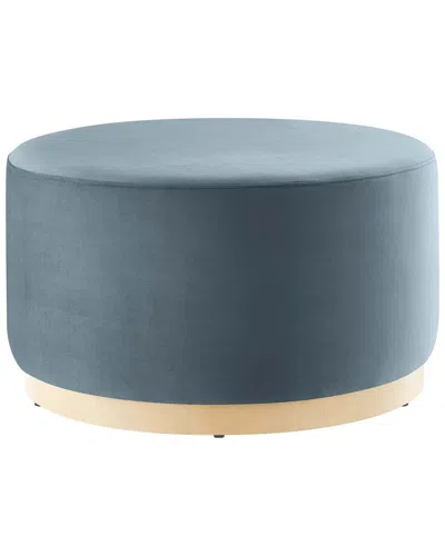 Modway Tilden Large 29 Round Performance Velvet Upholstered Ottoman In Blue