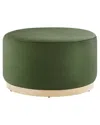 Modway Tilden Large 29 Round Performance Velvet Upholstered Ottoman In Green