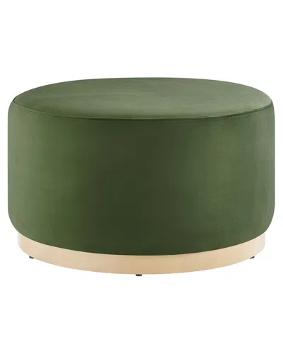 Modway Tilden Large 29 Round Performance Velvet Upholstered Ottoman In Green