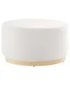 Modway Tilden Large 29 Round Performance Velvet Upholstered Ottoman In White
