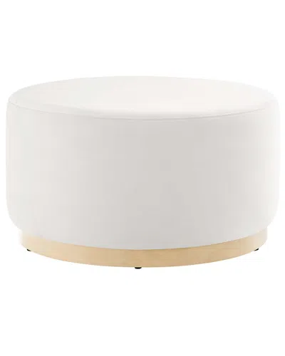 Modway Tilden Large 29 Round Performance Velvet Upholstered Ottoman In White