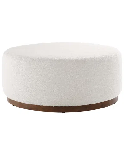 Modway Tilden Large 38 Round Boucle Upholstered Ottoman In White