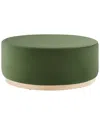Modway Tilden Large 38 Round Boucle Upholstered Ottoman In Green