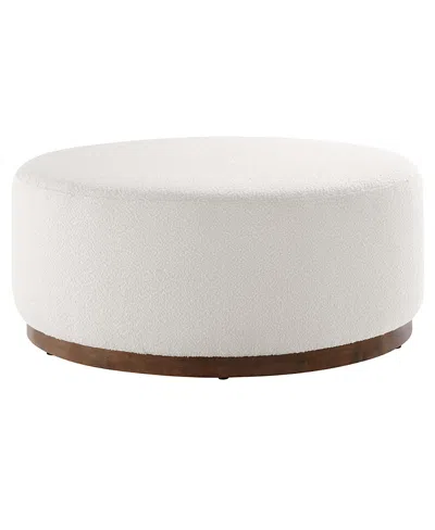 Modway Tilden Large 38 Round Boucle Upholstered Upholstered Ottoman In White