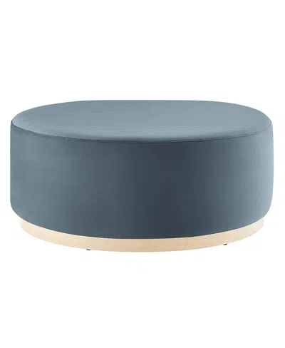 Modway Tilden Large 38 Round Performance Velvet Upholstered Ottoman In Blue