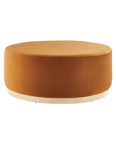 Modway Tilden Large 38 Round Performance Velvet Upholstered Ottoman In Brown