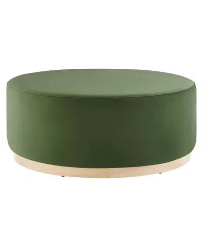 Modway Tilden Large 38 Round Performance Velvet Upholstered Ottoman In Green