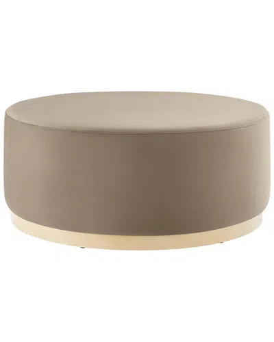 Modway Tilden Large 38in Round Boucle Upholstered Ottoman In Brown